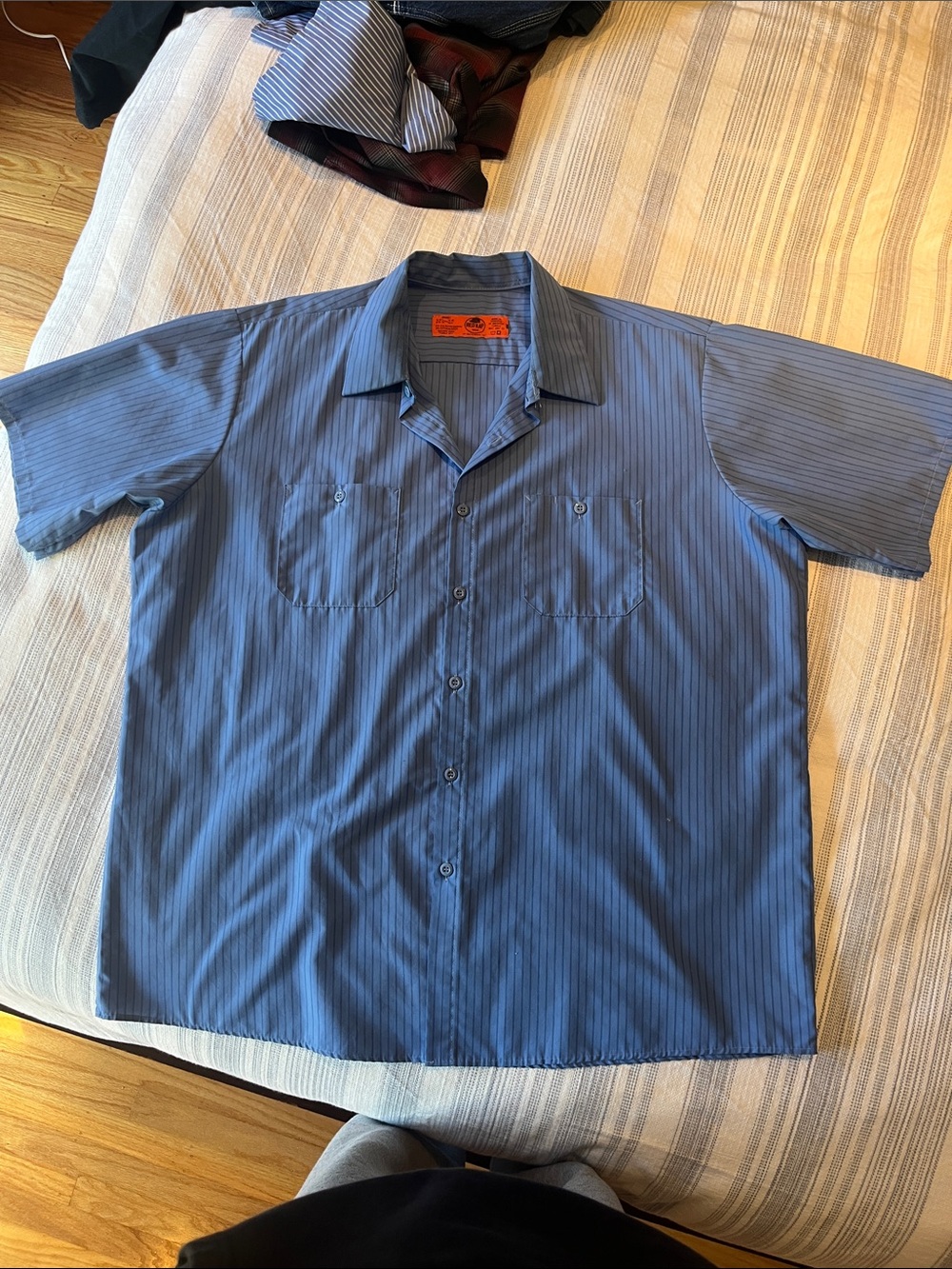 Men's Red Kap Short Sleeve Button-Down Shirt in Slate Blue